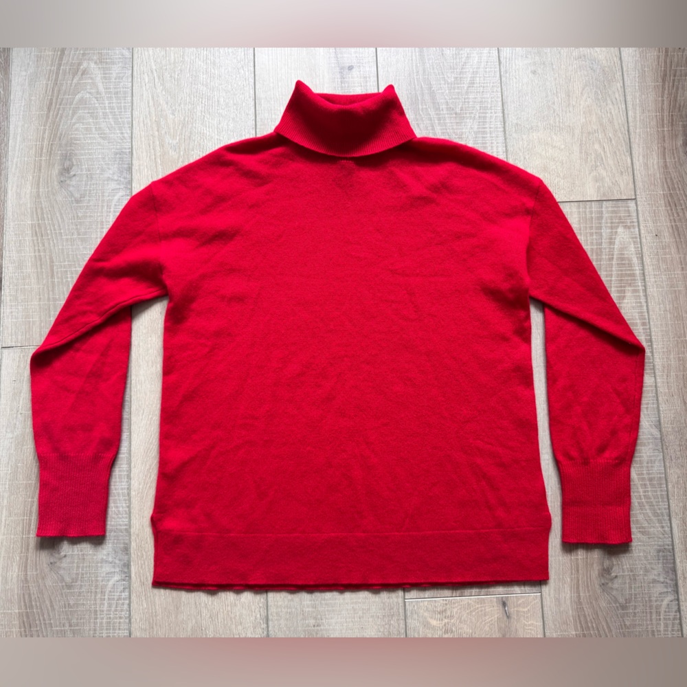 Cashmere Turtleneck Red Sweater Top Halogen Soft Cozy Warm Winter Size Med